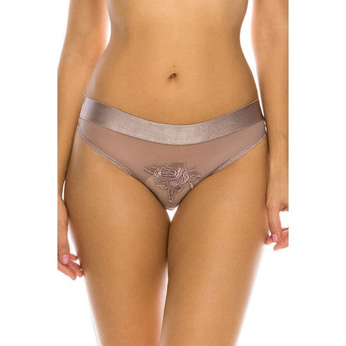 YM-8030-PTY Flower Front Sheer Thong Gray