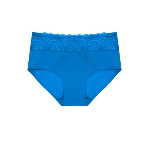 YM-70091-PTY-C04 Lace Waistband Cotton Full Brief Blue