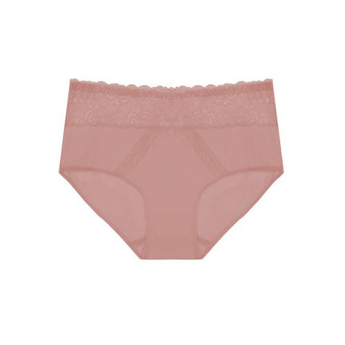 YM-70091-PTY-C04 Lace Waistband Cotton Full Brief Dusty Rose