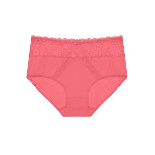 YM-70091-PTY-C04 Lace Waistband Cotton Full Brief Pink