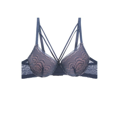 YM-50288-BRA Front Srraps Mesh Bra Sargasso Sea