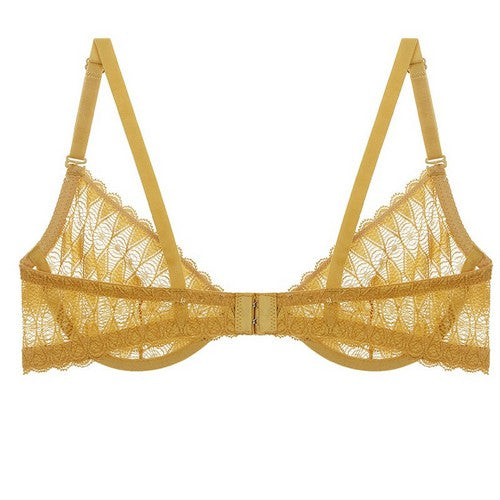 Geometric  Pattern Lace Bra Honey Gold