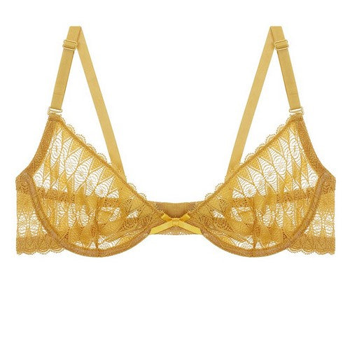 YM-50287 Geomatric Pattern Lace Bra Honey Gold