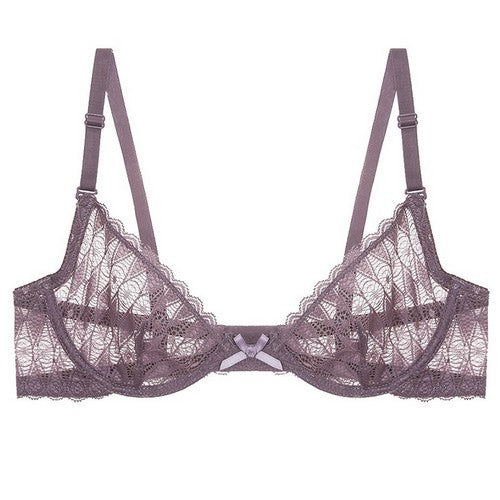 YM-50287 Geomatric Pattern Lace Bra Grape Shake