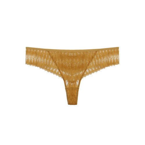 YM-50287T-THG Wide Band Lace Thong Honey Gold