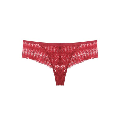 YM-50287T-THG Wide Band Lace Thong Rio Red