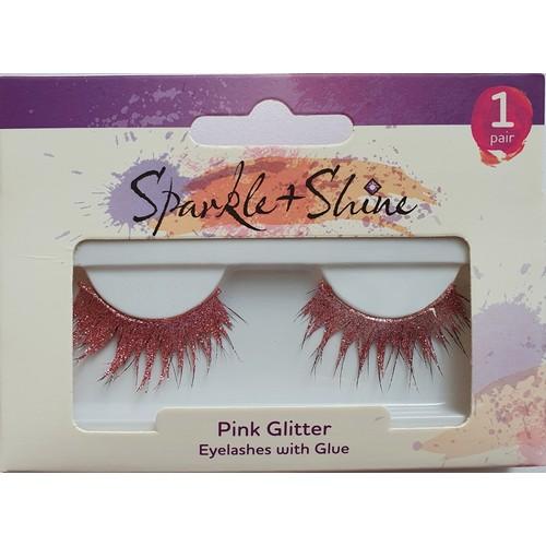 Sparkle and Shine Pink Glitter Eyelashes With Glue