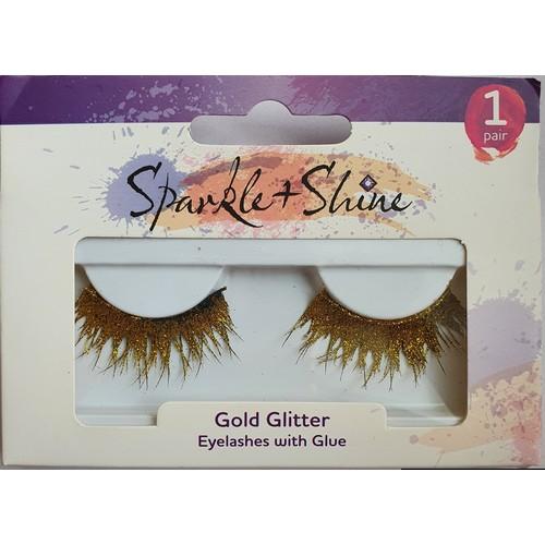 Sparkle and Shine Gold Glitter Eyelashes With Glue