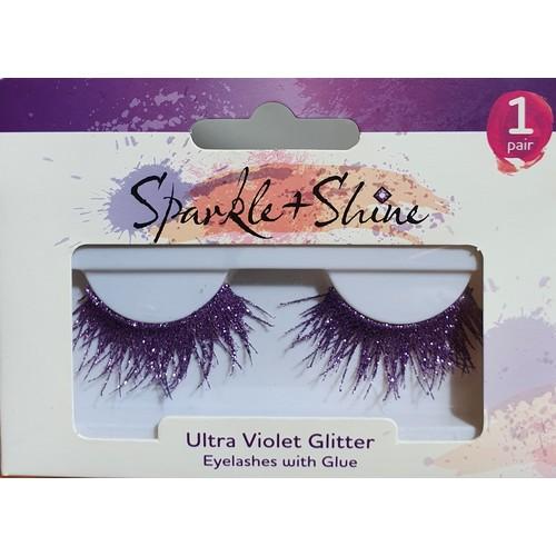 Sparkle and Shine Violet Glitter Eyelashes With Glue
