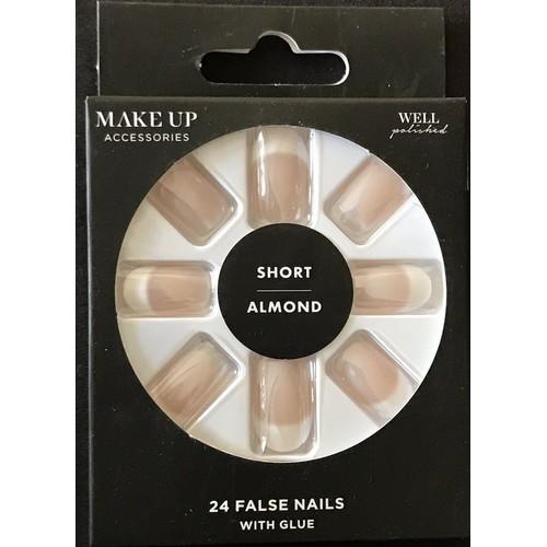 Make Up Accessories 24 False Nails With Glue Short Almond 