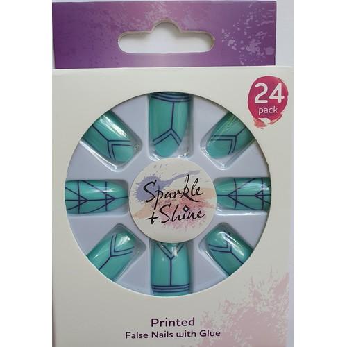 Sparkle and Shine Festival Printed False Nails With Glue