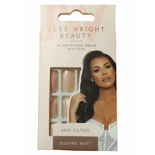 Jess Wright Beauty No Filter Square Matt 24 Artificial Nails With Glue