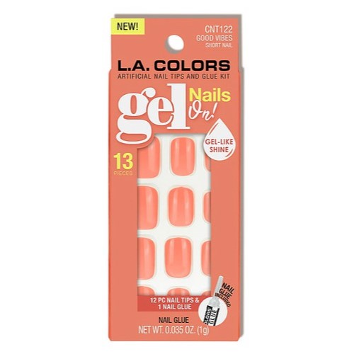 L.A. Colors Gel Nails On Artificial Nail Tips & Glue Kit CNT122 Good Vibes
