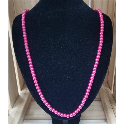 Long Pearl Necklace Fuchsia Pink
