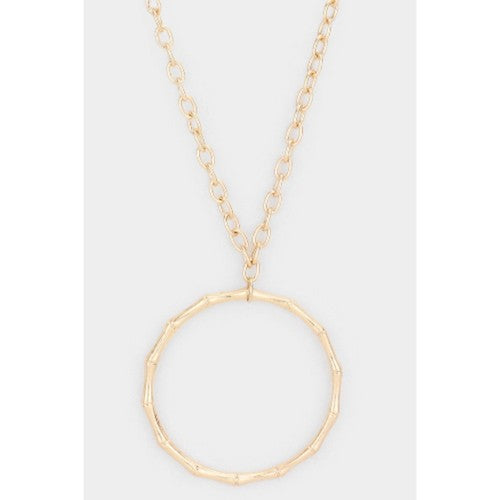 Bamboo Circle Pendant Necklace Gold