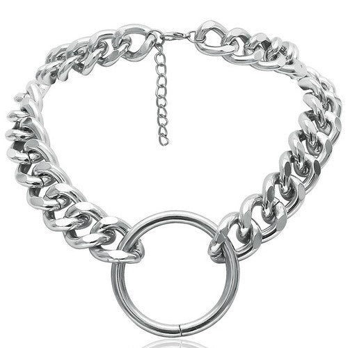 AC225142 O Ring Chunky Necklace Silver