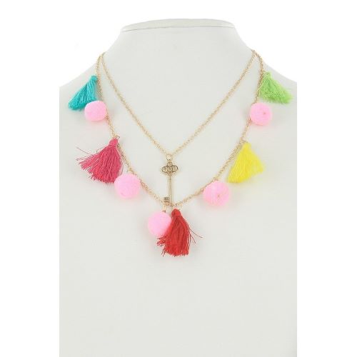 Multi Tone Key & Tassel Necklace