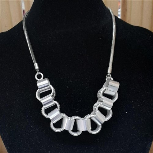 Ring Link Statement Necklace Silver