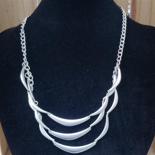 Crescent Statement Necklace Silver