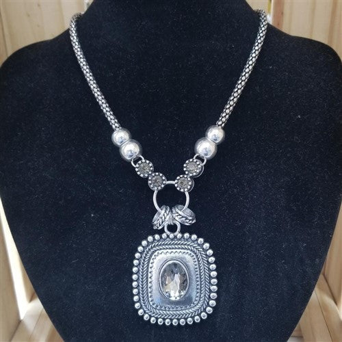 Chunky Gothic Statement Necklace Silver