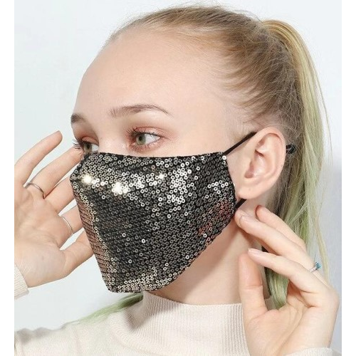 Sequin Reusable Face Mask Silver