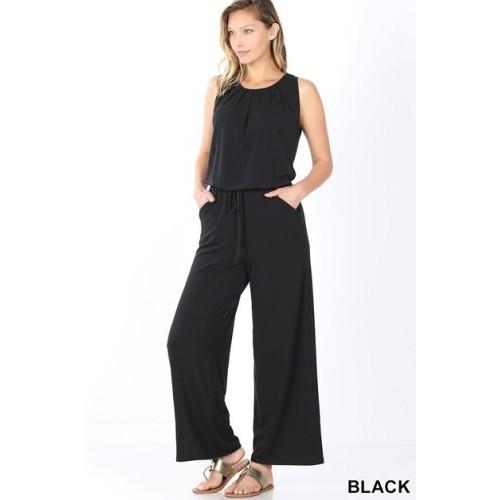 RP-2238AB Sleeveless Jumpsuit With Pockets Black