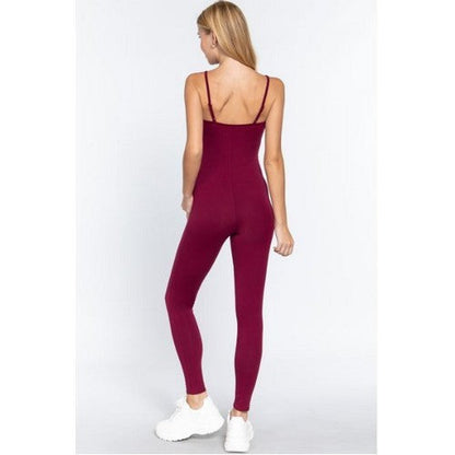 Cross Strap Jumpsuit Burgundy