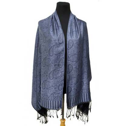 Paisley Pashmina Steel Blue