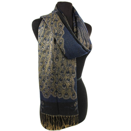 Peacock Pashmina Navy