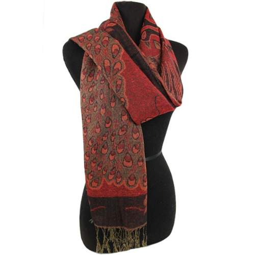 Peacock Pashmina Red