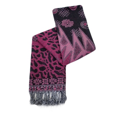 Animal & Flower Print Pashmina Pink