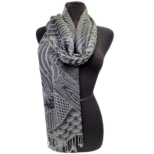 Zebra & Line Print Pashmina Black