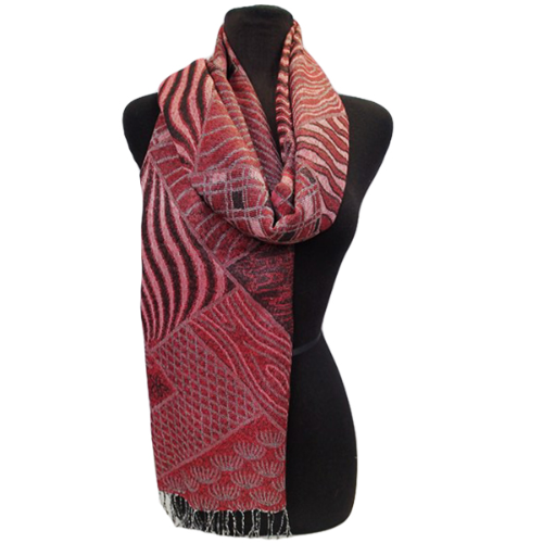 Zebra & Line Print Pashmina Burgundy