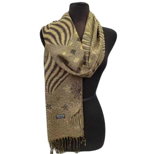 Zebra & Line Print Pashmina Olive