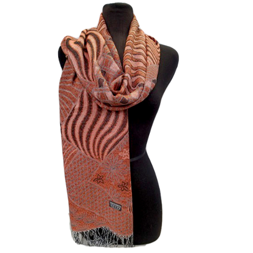 Zebra & Line Print Pashmina Orange