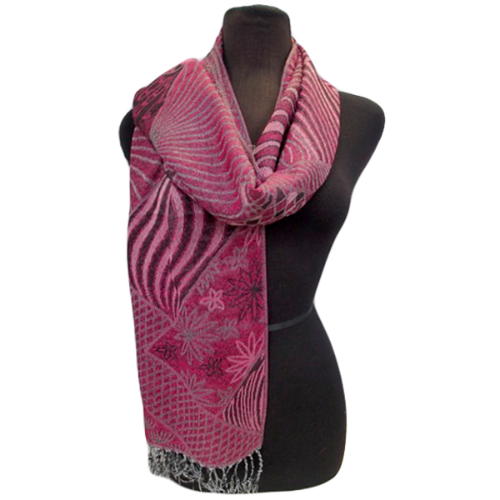 Zebra & Line Print Pashmina Pink