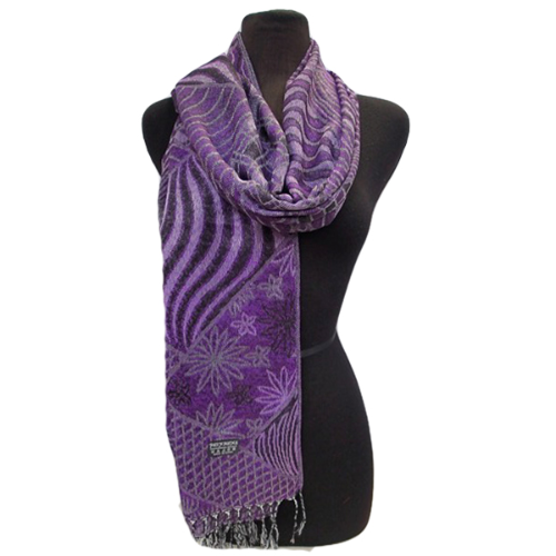 Zebra & Line Print Pashmina Purple