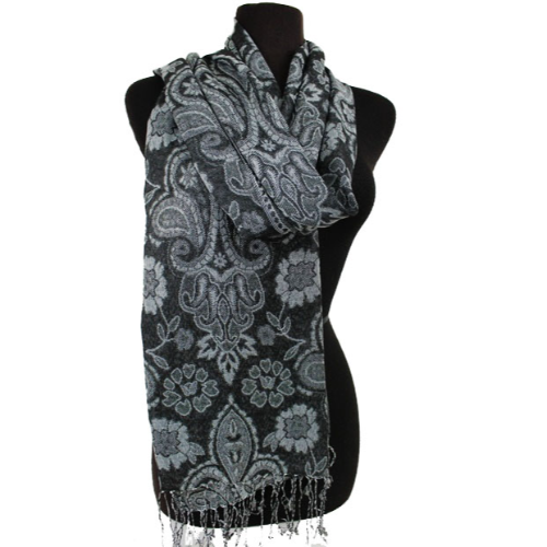 Fleur De Lis Pashmina Black