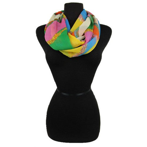 scf-11722-3031 Paisley Swirl Infinity Scarf Black