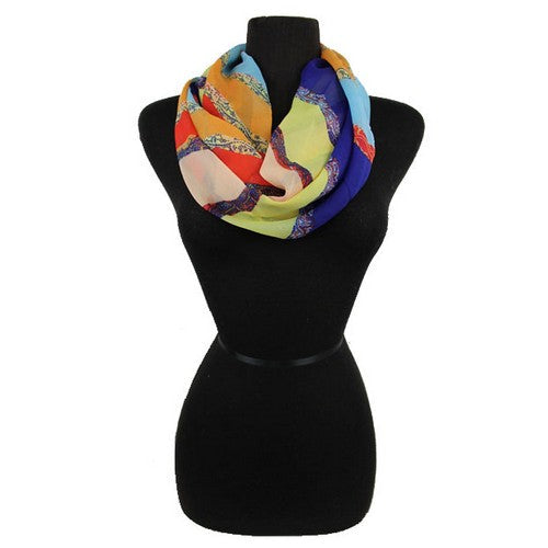 scf-11722-3031 Paisley Swirl Infinity Scarf Royal Blue