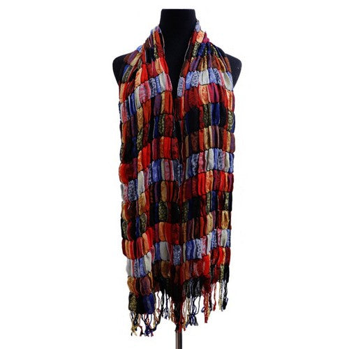 PH-071-35-2 Multicolor Ruffle Pashmina Rust