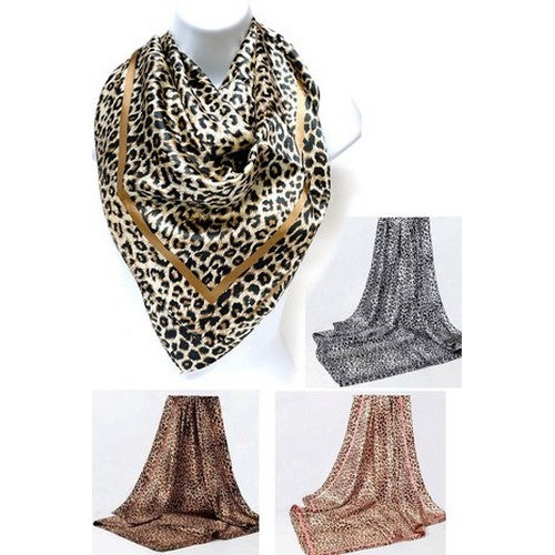 SF-292 Large Square Animal Print Silky Scarf