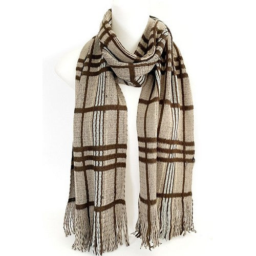 SF-6000 Bint Plaid Knit Pashmina Beige