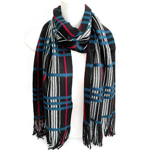 SF-6000 Bint Plaid Knit Pashmina Navy