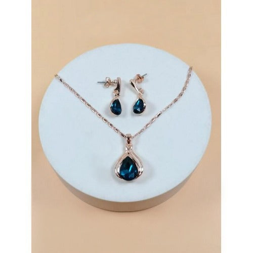 Jewel Earring & Necklace Set Blue