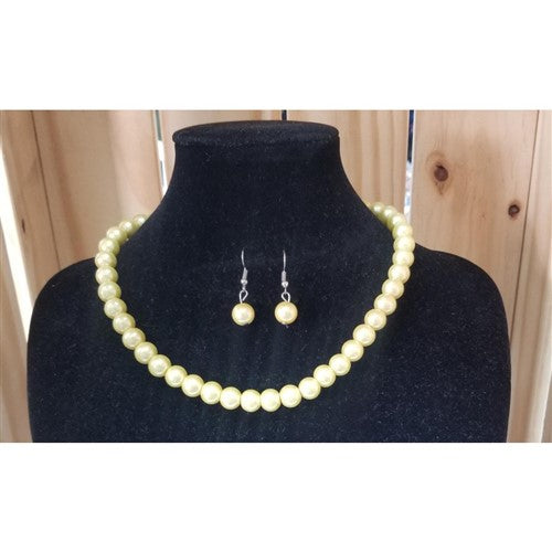 Pearl Necklace & Earring Set Yellow