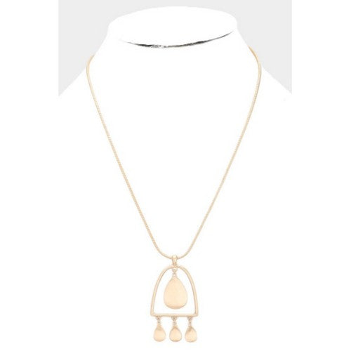 Abstract Teardrop Dangle Pendant Necklace & Earring Set 
