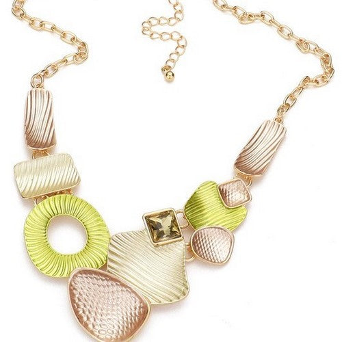 Geo Necklace & Earring Set Gold & Lime