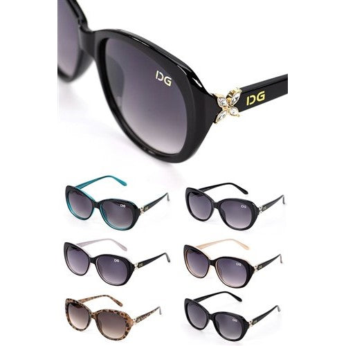 BA595-W DG Diamante Flower Sunglasses