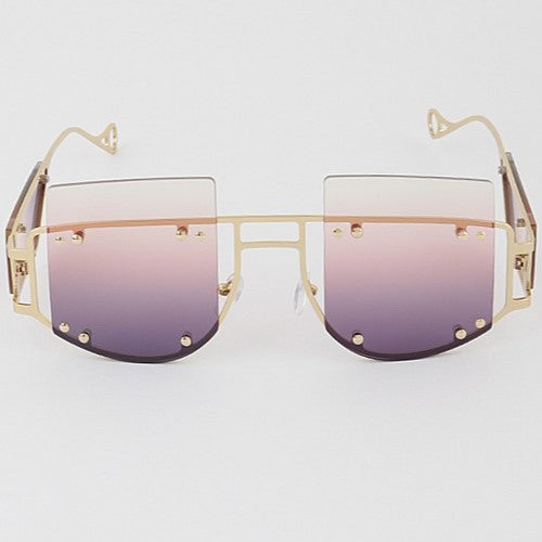 Gold Cut-Out Side Shield Sunglasses